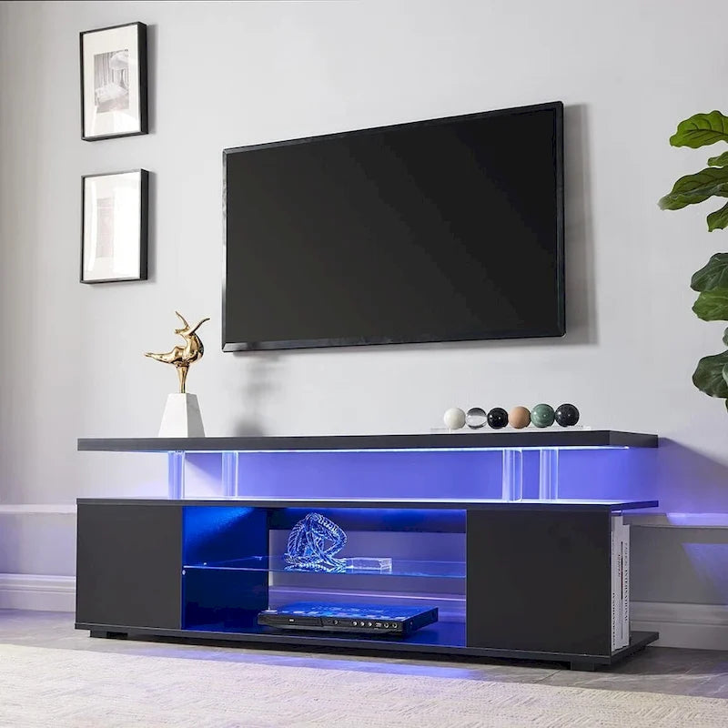 Mueble de TV moderno con almacenamiento multimedia y armario lateral grande