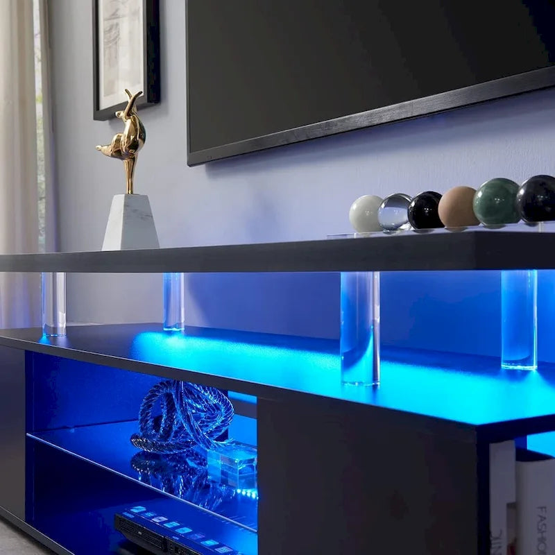 Mueble de TV moderno con almacenamiento multimedia y armario lateral grande