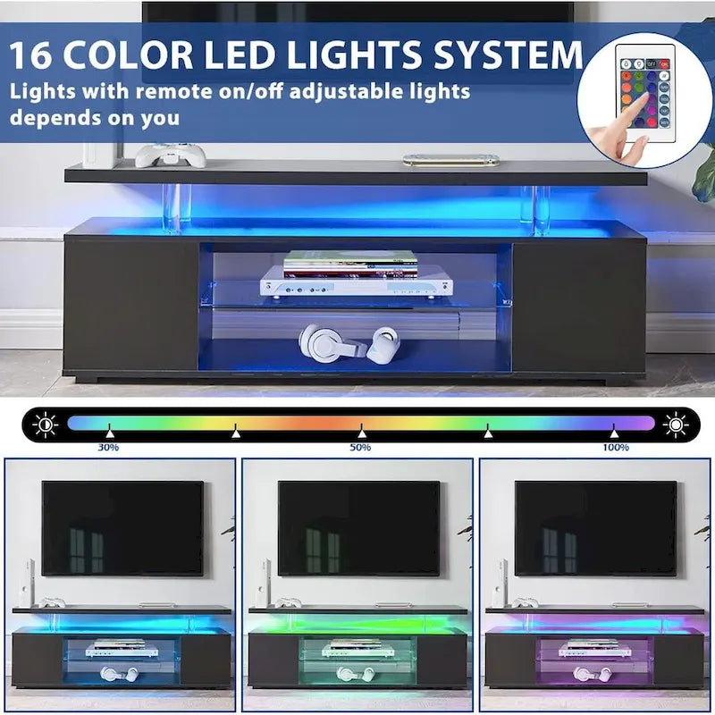Mueble de TV moderno con almacenamiento multimedia y armario lateral grande