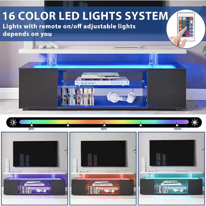 Mueble de TV moderno con almacenamiento multimedia y armario lateral grande