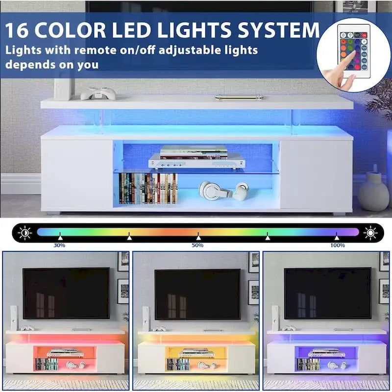 Mueble de TV moderno con almacenamiento multimedia y armario lateral grande