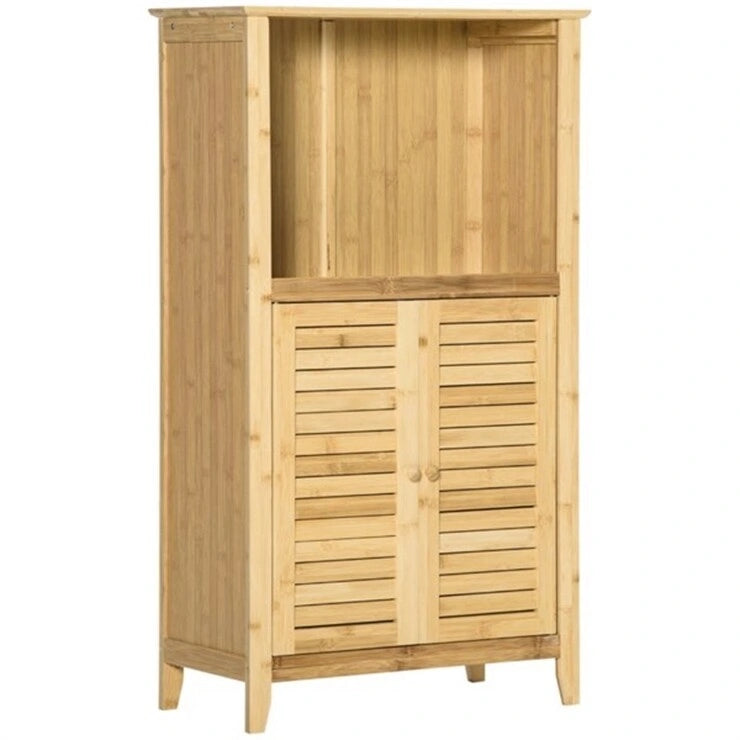 Armario de suelo para baño de bambú natural con estante ajustable