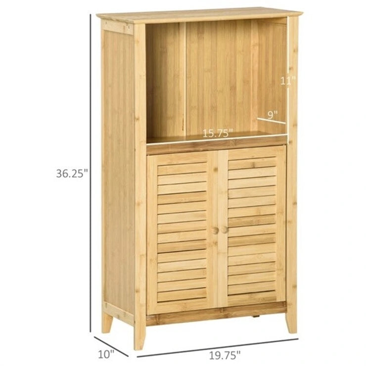 Natuurlijke bamboe-vloerkast voor de badkamer met verstelbare plank