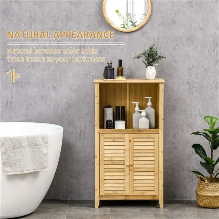 Natuurlijke bamboe-vloerkast voor de badkamer met verstelbare plank