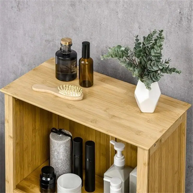 Natuurlijke bamboe-vloerkast voor de badkamer met verstelbare plank