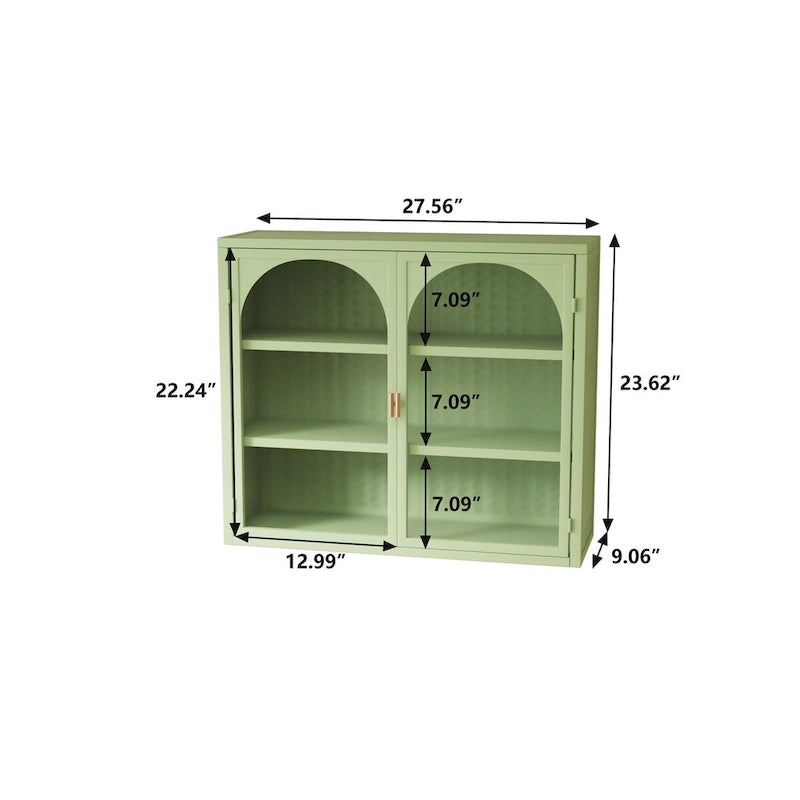 Armario de pared moderno con puerta de vidrio y almacenamiento de tres niveles