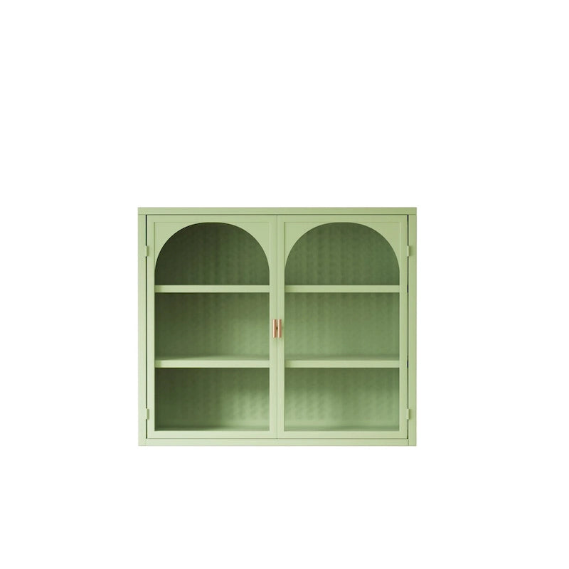 Armario de pared moderno con puerta de vidrio y almacenamiento de tres niveles