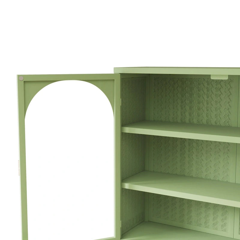 Armario de pared moderno con puerta de vidrio y almacenamiento de tres niveles